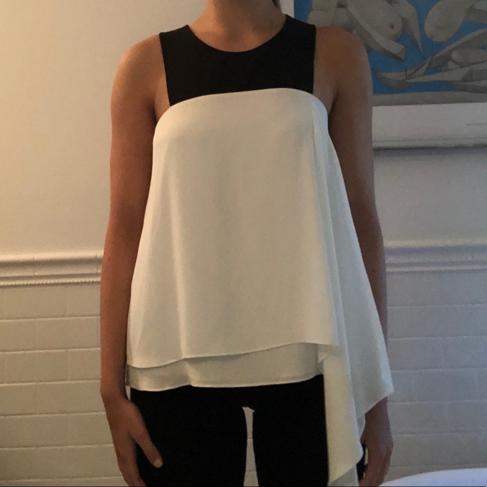 BCBG Maxazria Cream and Black blouse